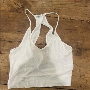 White bathing suit coverup crop tank! White and has bow tie back detail! S